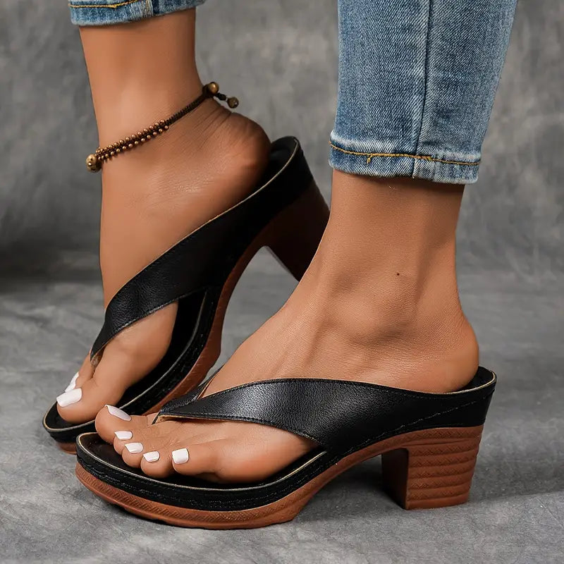 Abigail | Orthopedic Block Heel Sandal with Thong Strap