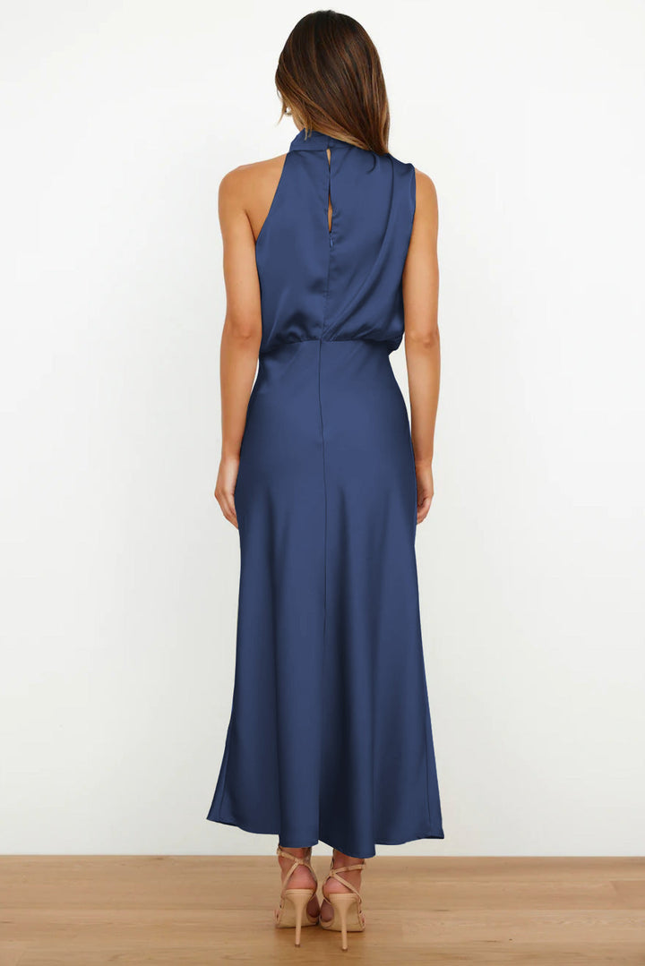 Diane | Maxi Halter Neck Dress with Cowl Drape