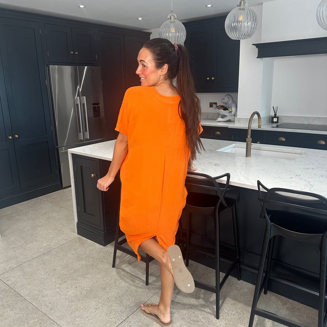 Olivia | Midi Summer Dress with V-Neck and Kimono Sleeve