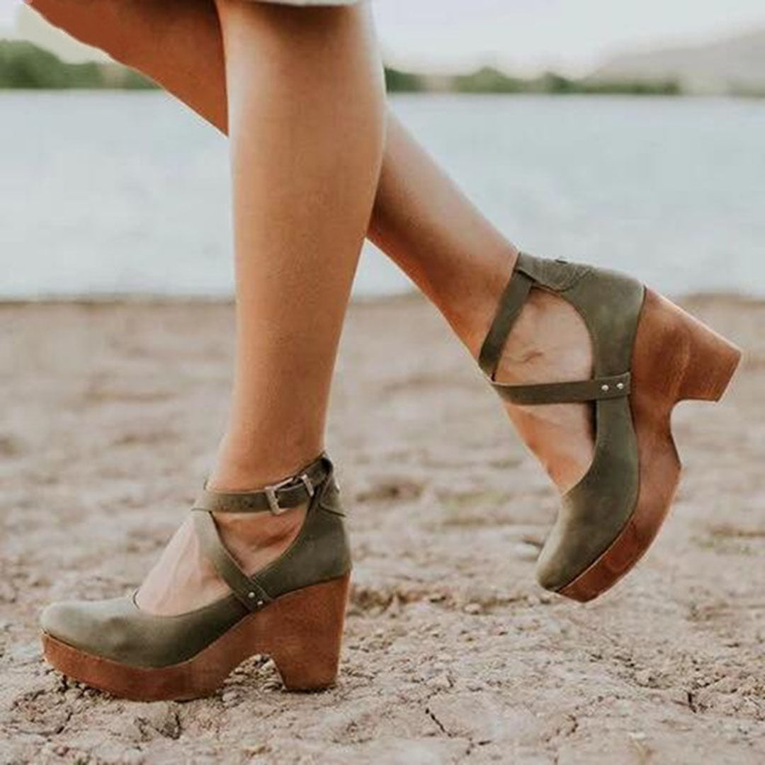 Teresa | Orthopedic Mary Jane Shoes with Wedge Heel and Ankle Strap