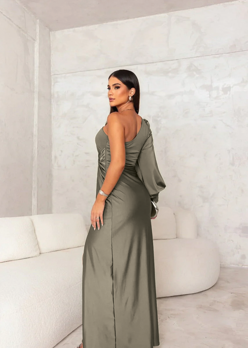 Mia | Maxi Wedding Guest Dress with One Shoulder and Twist Front