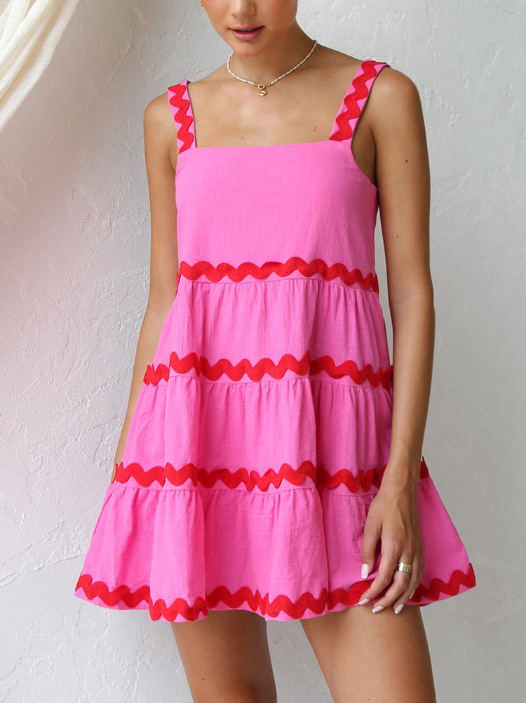 India | Summer Mini Dress Tiered Square Neck
