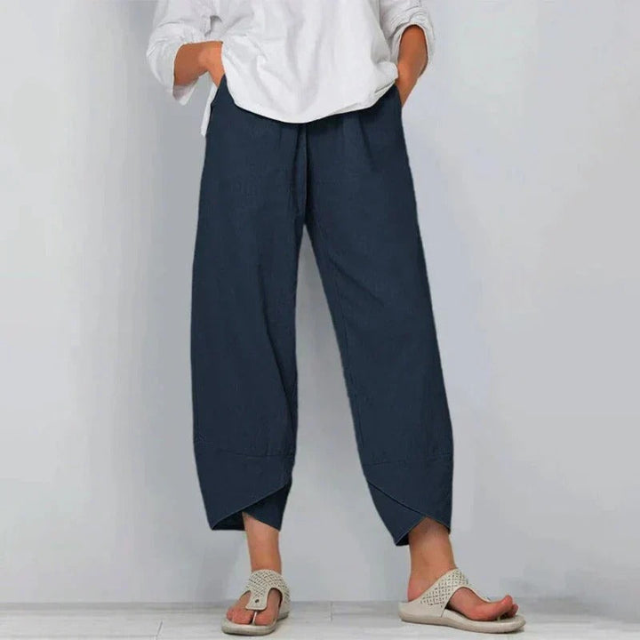 Sia | Tapered Trousers with Elasticated Waist and Cropped Hem