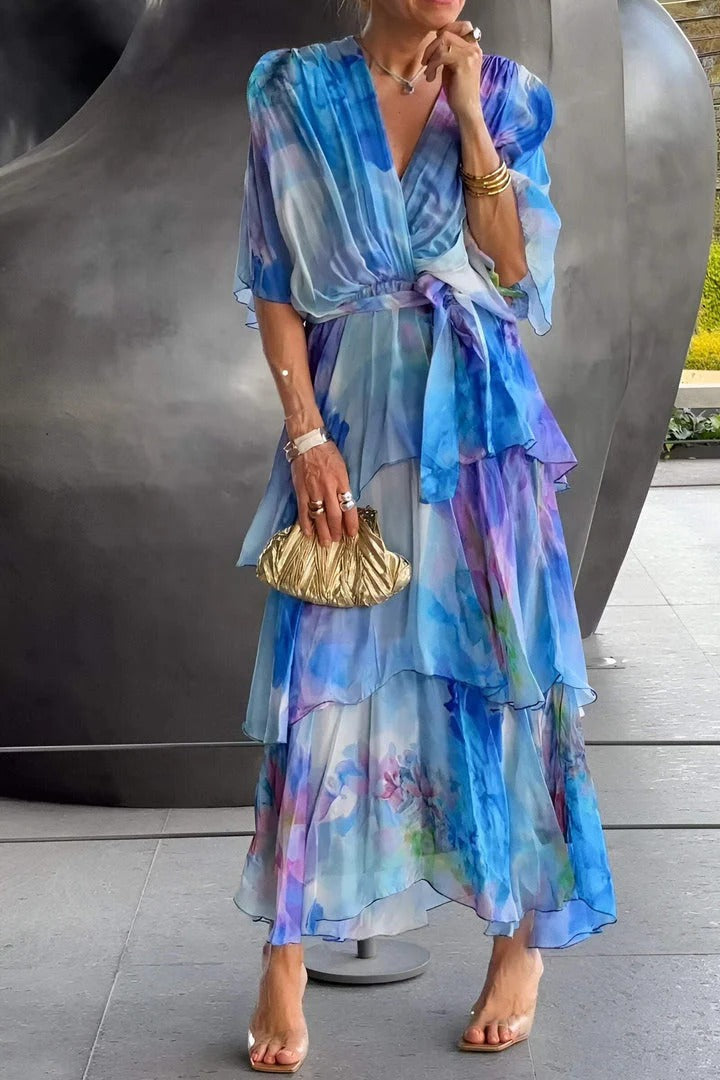 Polly | Cocktail Maxi Dress Layered Multicolour