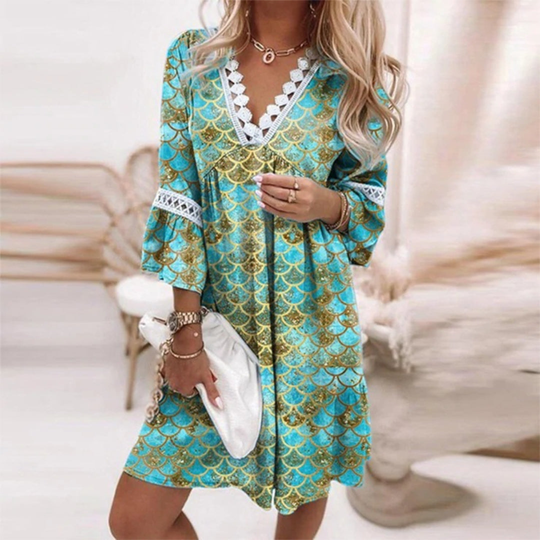 Leah | Mini Summer Dress with Boho Print and V-Neck