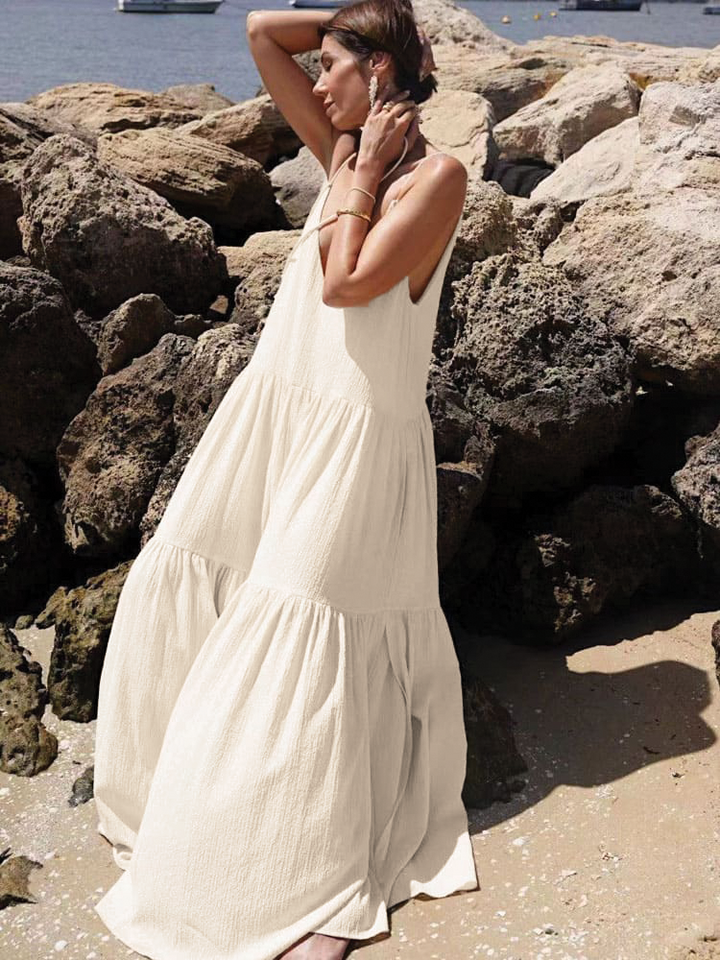 Zoe | Maxi Summer Dress with V-Neck and Tiered Skirt
