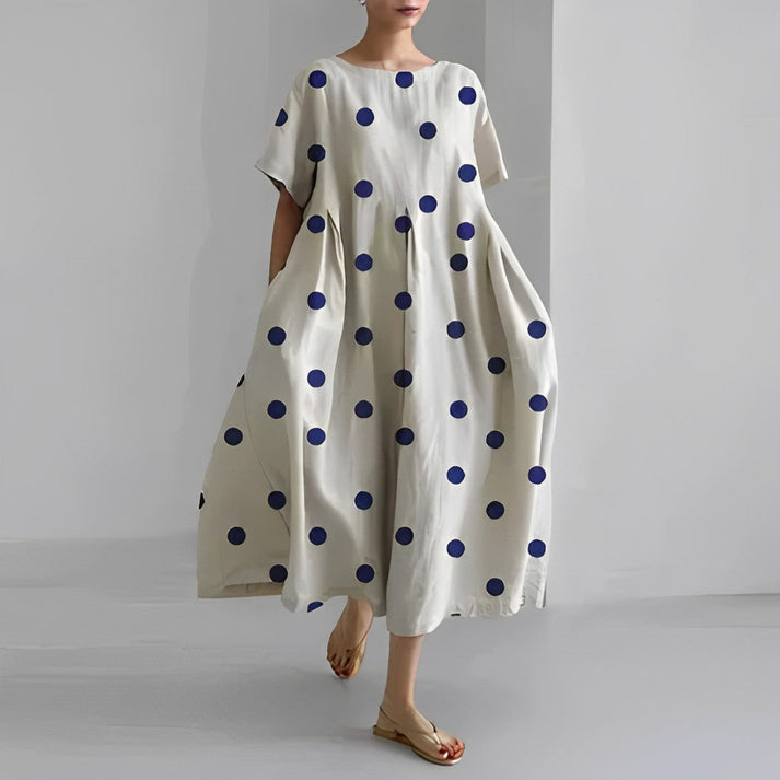 Jacklyn | Midi Summer Dress with Floral Print and Round Neck