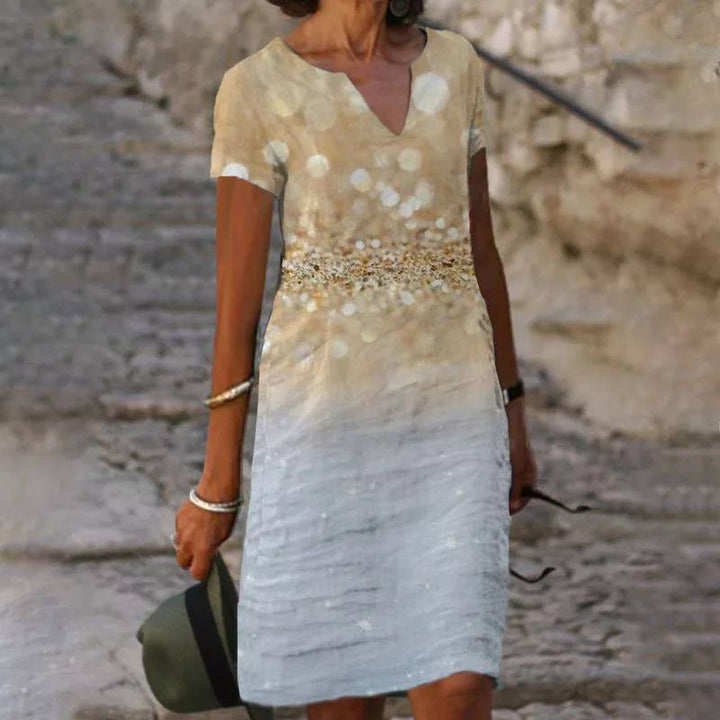 Hannah | Midi Summer Dress with Floral Print and V-Neck