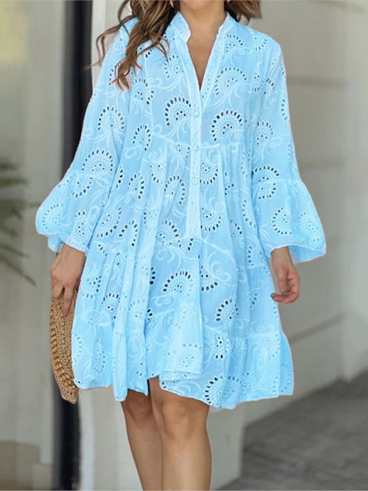 Fawna | Mini Summer Dress with V-Neck and Embroidered Detail