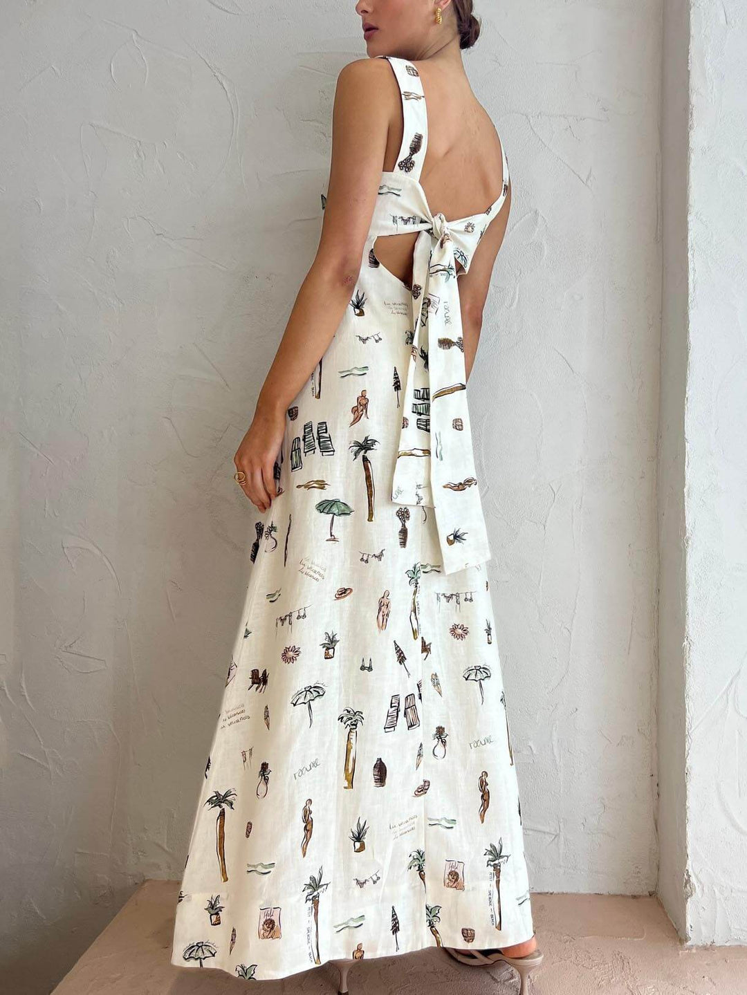 Yasmine | Maxi Summer Dress with Novelty Print and Square Neck
