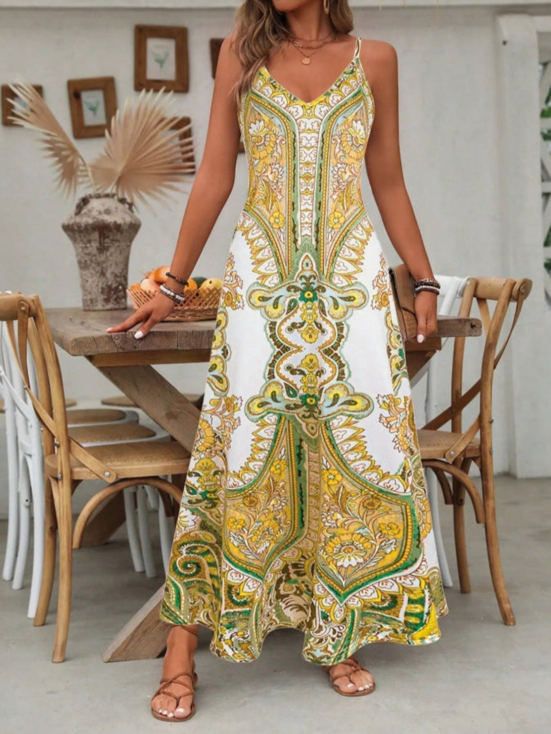 Violet | Boho Floral Maxi Dress Paisley V-Neck