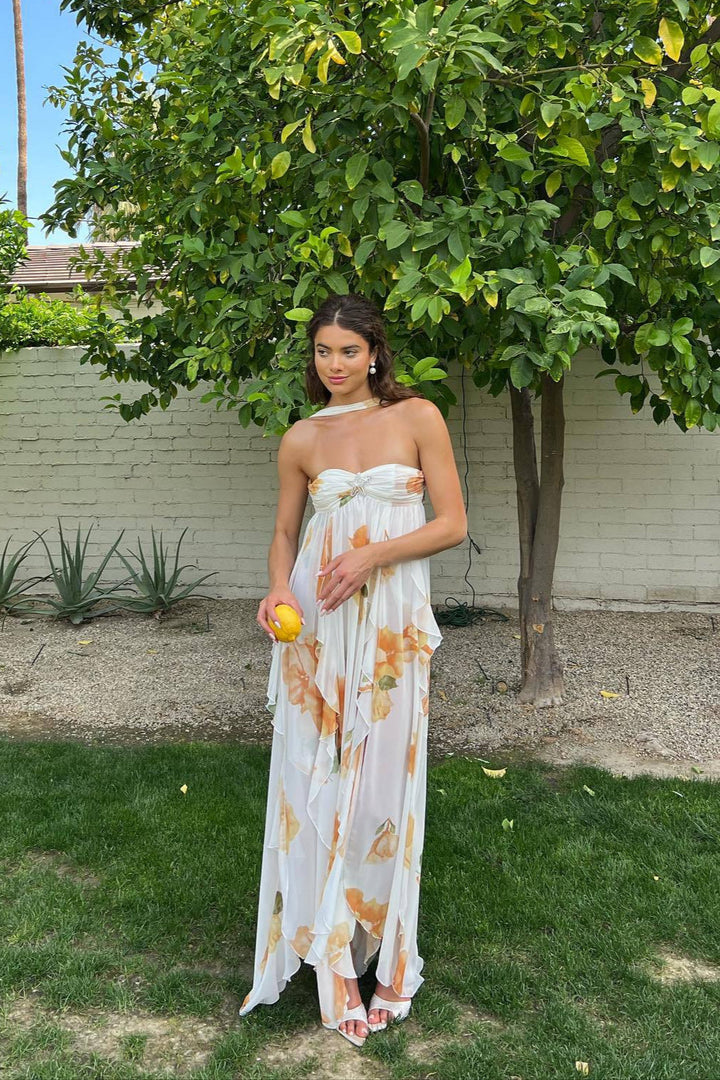 Vivienne | Wedding Guest White Maxi Dress Halter