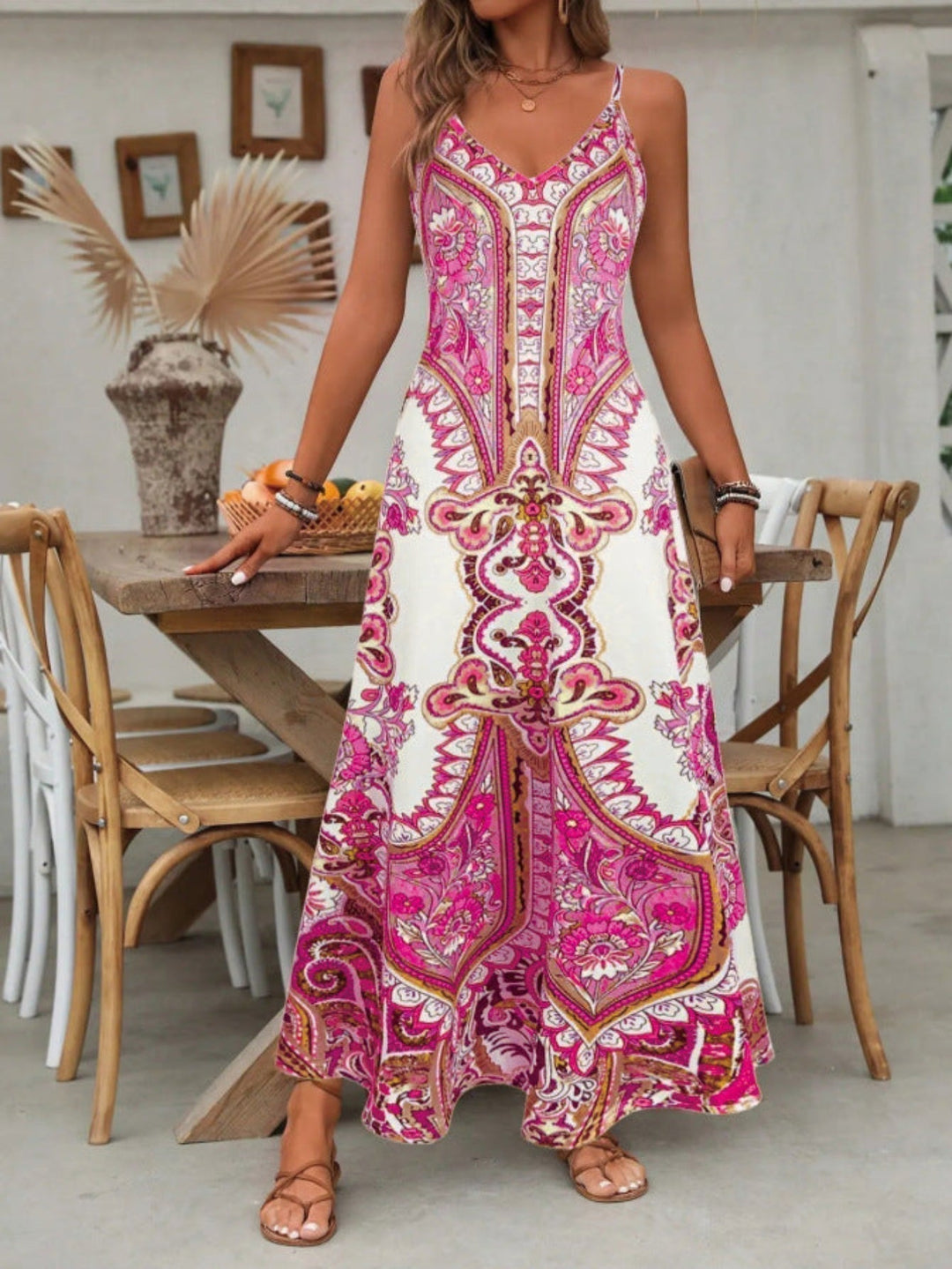 Violet | Boho Floral Maxi Dress Paisley V-Neck