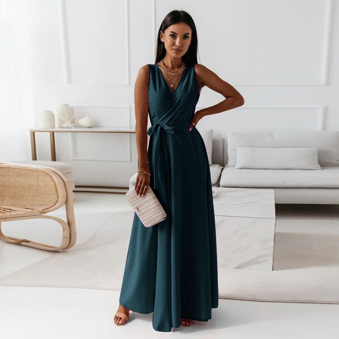 Patty | Maxi Wedding Guest Dress with V-Neck and Tie Waist