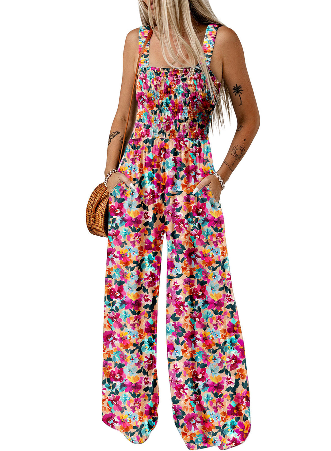 Florence | Maxi Jumpsuit with Floral Print and Wide Leg