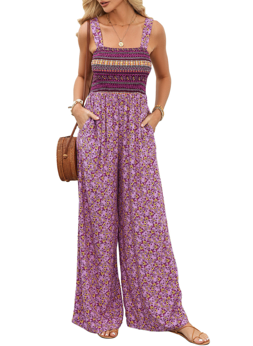 Florence | Maxi Jumpsuit with Floral Print and Wide Leg