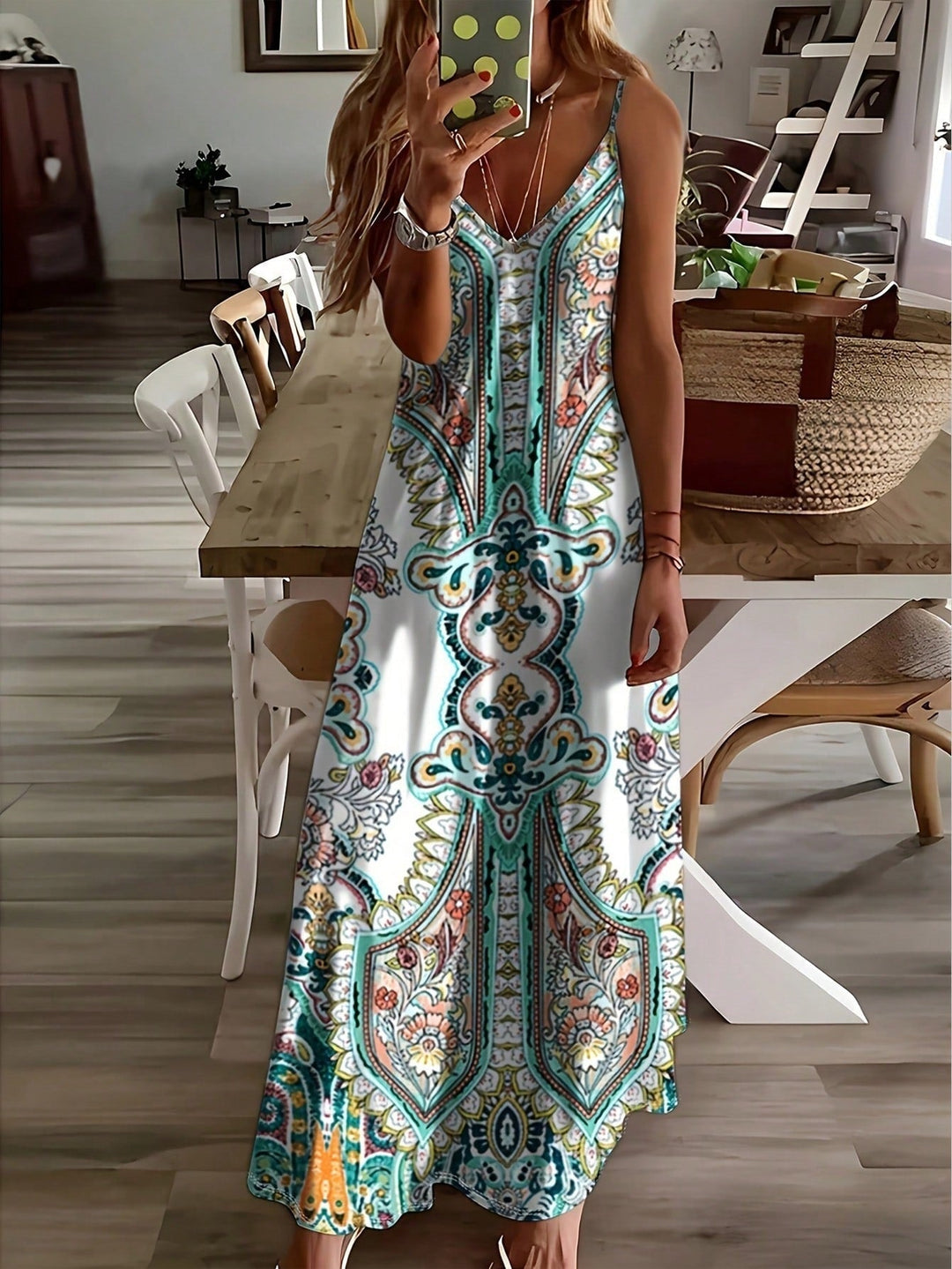 Fiona | Boho Floral Maxi Dress Paisley V-Neck