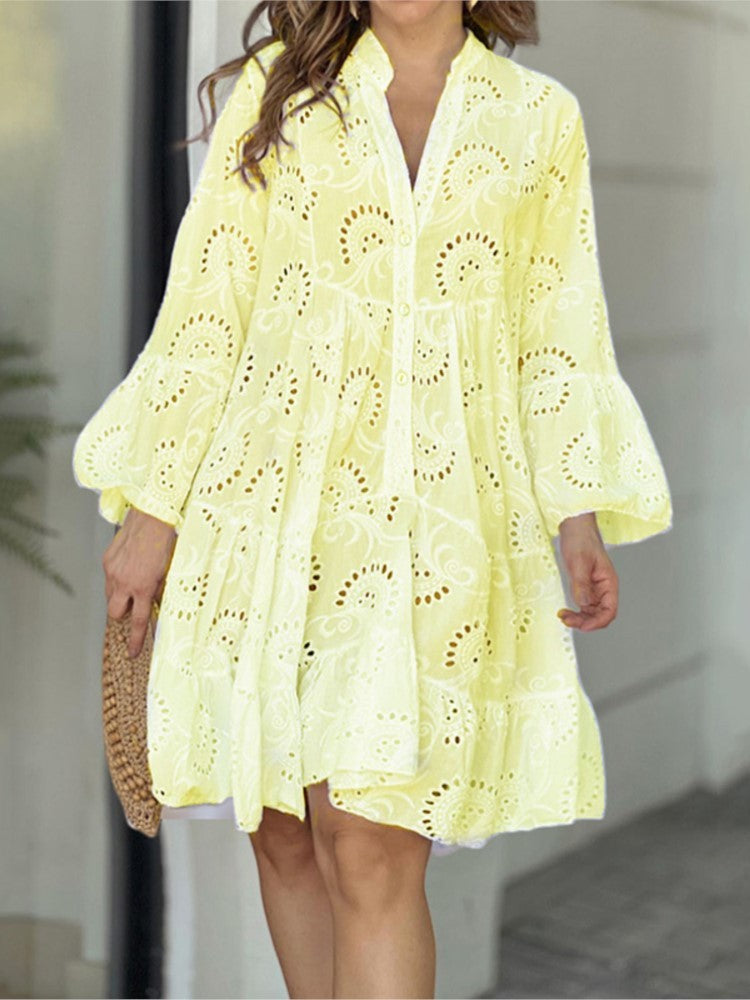 Fawna | Mini Summer Dress with V-Neck and Embroidered Detail