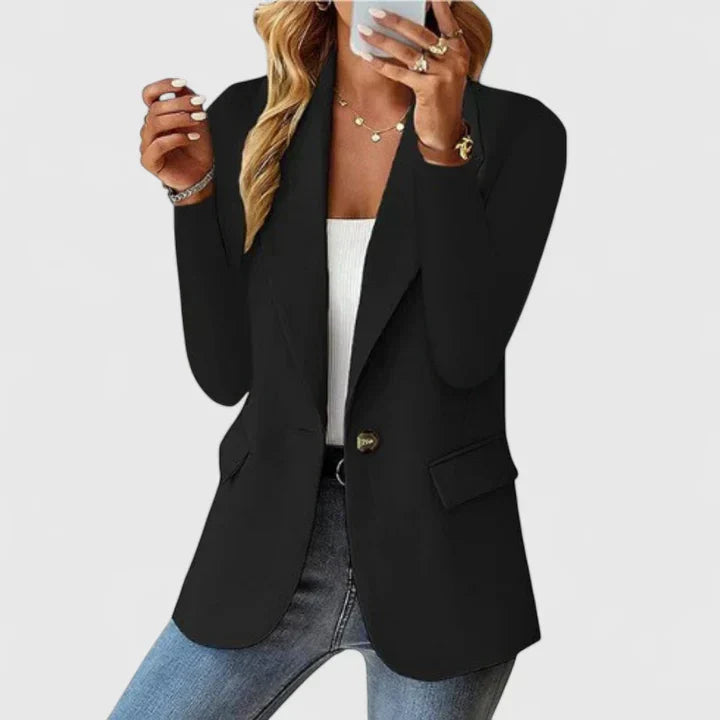 Cara | Single Button Blazer with Lapel and Long Sleeves