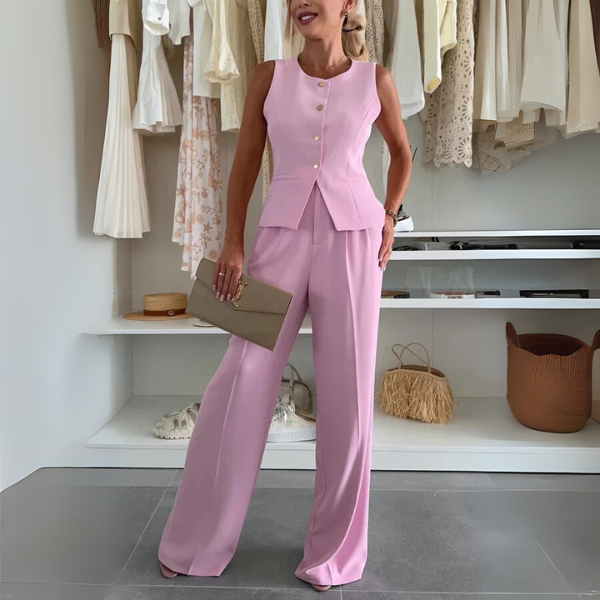 Vela | Two-Piece Set with Wide-Leg Trousers and Button Front