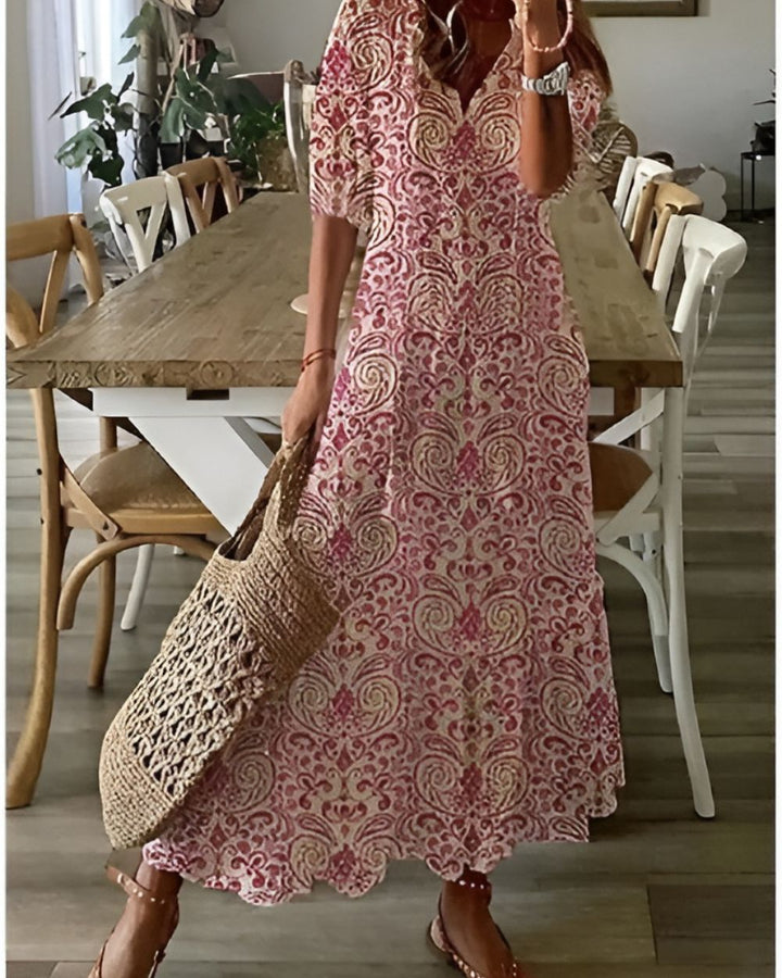 Fiona | Maxi Summer Dress with Boho Print