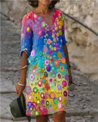 Hailey | Midi Summer Dress with Boho Print