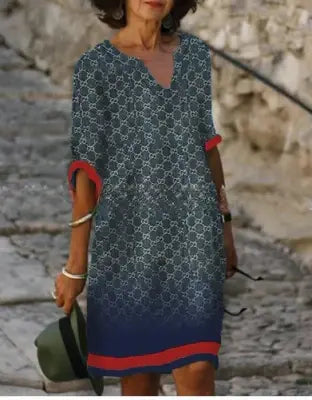 Hailey | Midi Summer Dress with Boho Print