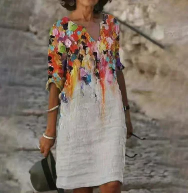 Hailey | Midi Summer Dress with Boho Print