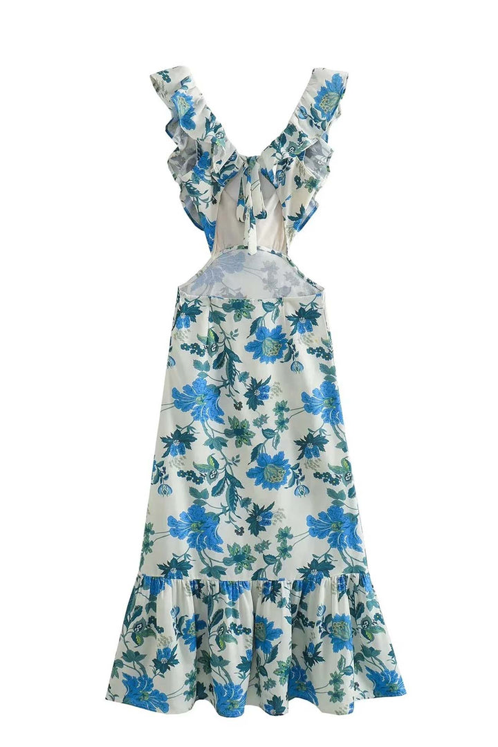 Mia | Maxi Summer Dress with Abstract Print and Ruffle Detail