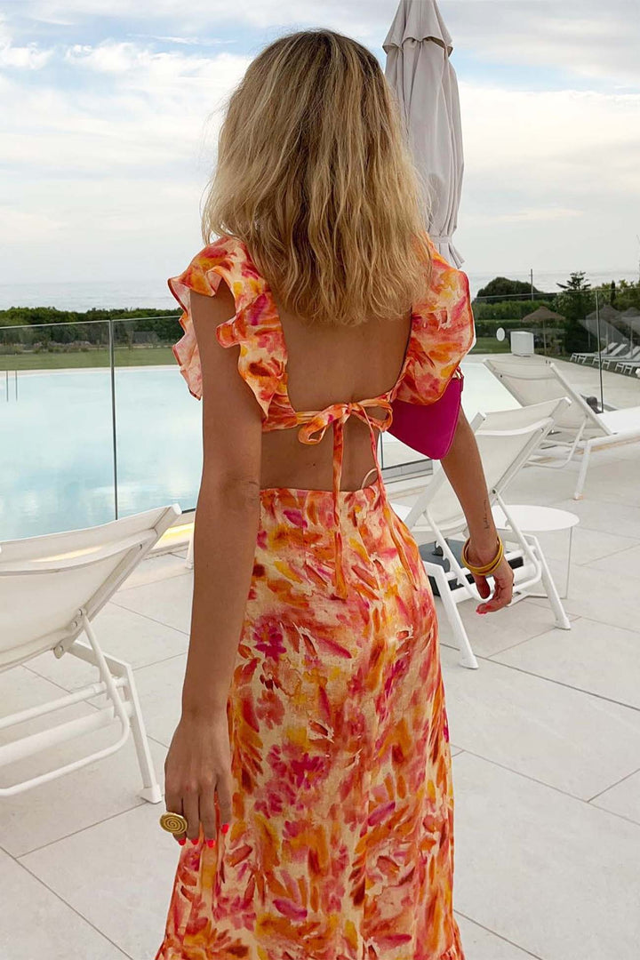 Mia | Maxi Summer Dress with Abstract Print and Ruffle Detail