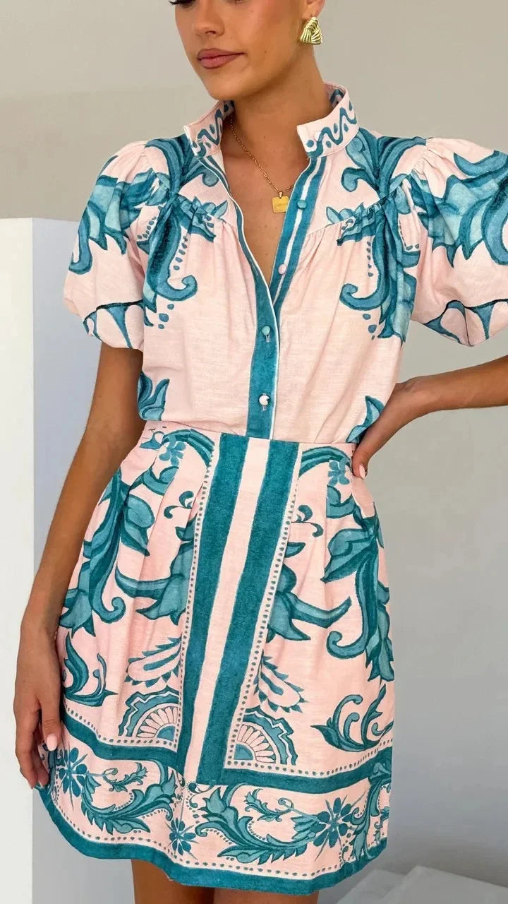 Isla | Floral Summer Mini Dress Puff Sleeve
