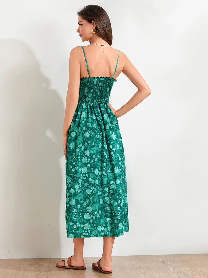 Marlowe | Maxi Summer Dress with Floral Print and Smocked Bodice