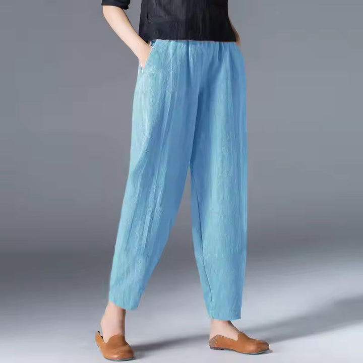 Meg | Tapered Trousers with Elastic Waist and Side Pockets