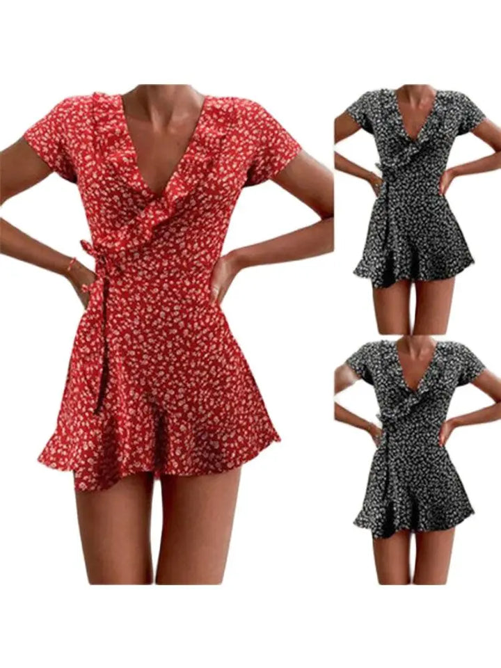 Chloe | Mini Summer Dress with Floral Print and Wrap Front