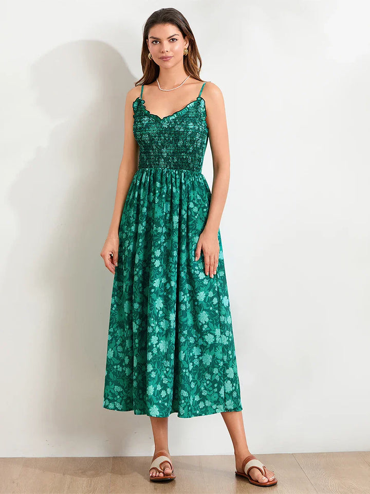 Marlowe | Maxi Summer Dress with Floral Print and Smocked Bodice