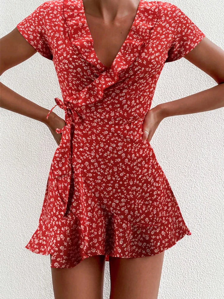 Chloe | Mini Summer Dress with Floral Print and Wrap Front