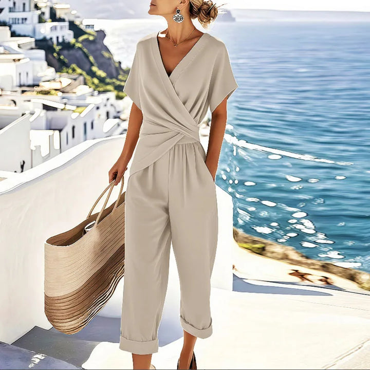 Nina | Matching Set with Wrap Top and Cropped Pants
