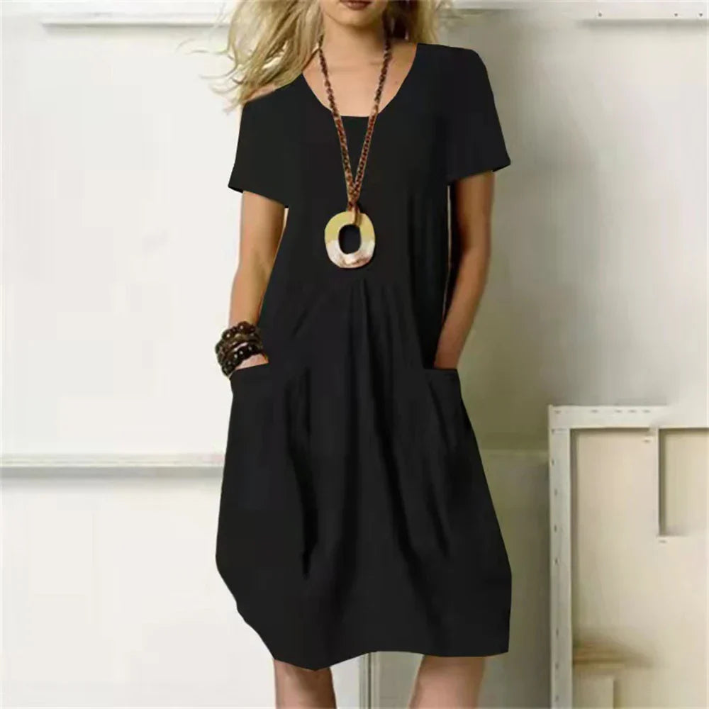 Sharon | Mini Summer Dress with Round Neck and Side Pockets