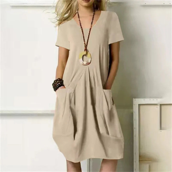 Sharon | Mini Summer Dress with Round Neck and Side Pockets