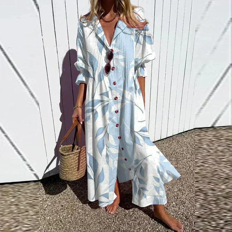 Margaret | Maxi Summer Dress with Abstract Print and 3/4 Sleeves