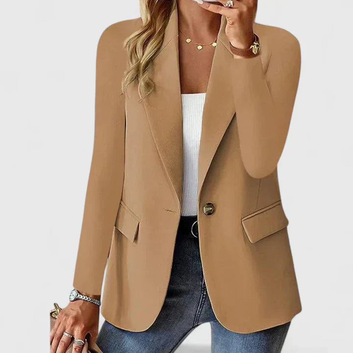 Cara | Single Button Blazer with Lapel and Long Sleeves