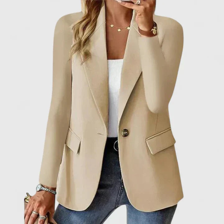 Cara | Single Button Blazer with Lapel and Long Sleeves
