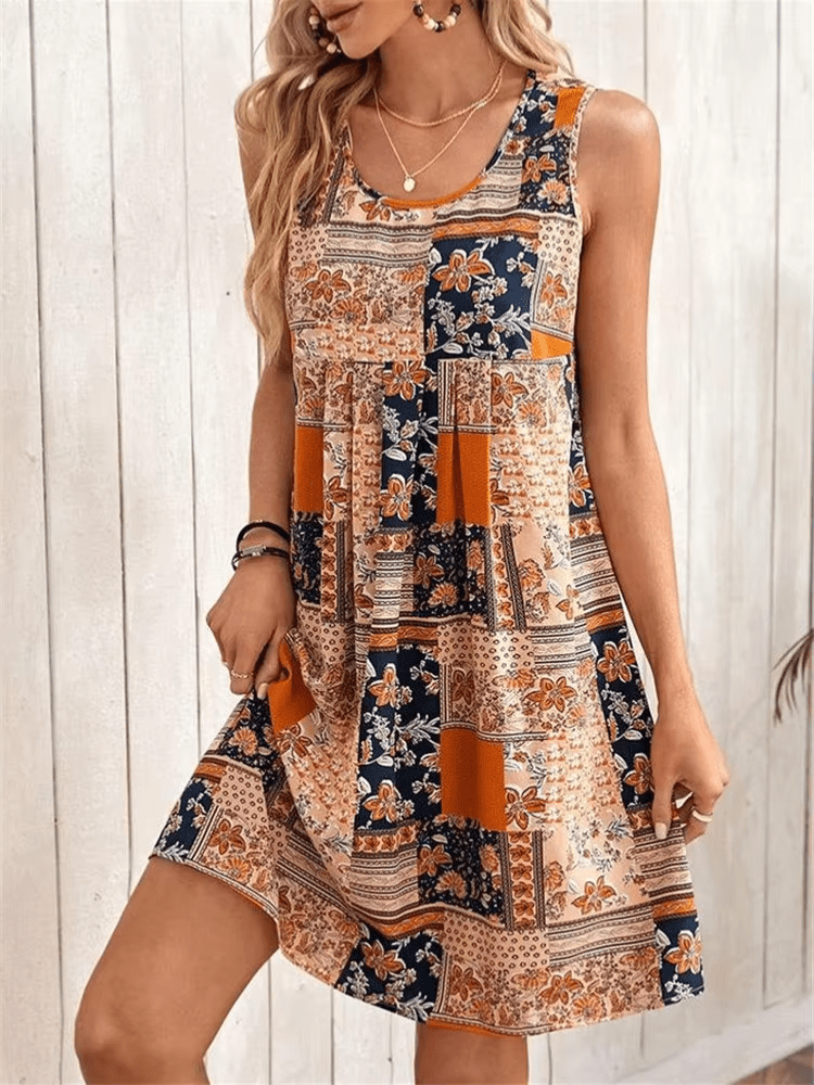 Bryony | Boho Mini Dress Sleeveless Printed