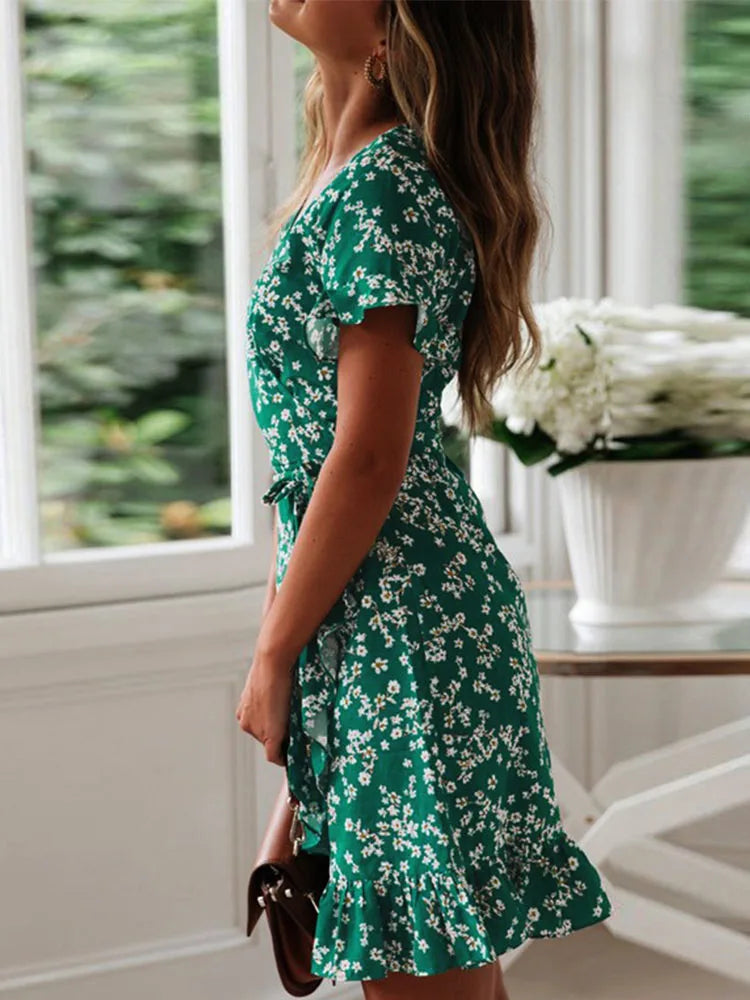 Gianna | Mini Summer Dress with Floral Print and Wrap Front