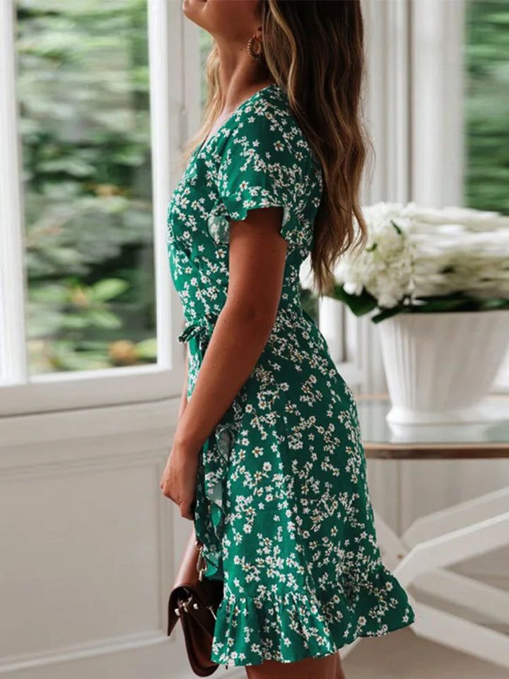 Gianna | Mini Summer Dress with Floral Print and Wrap Front
