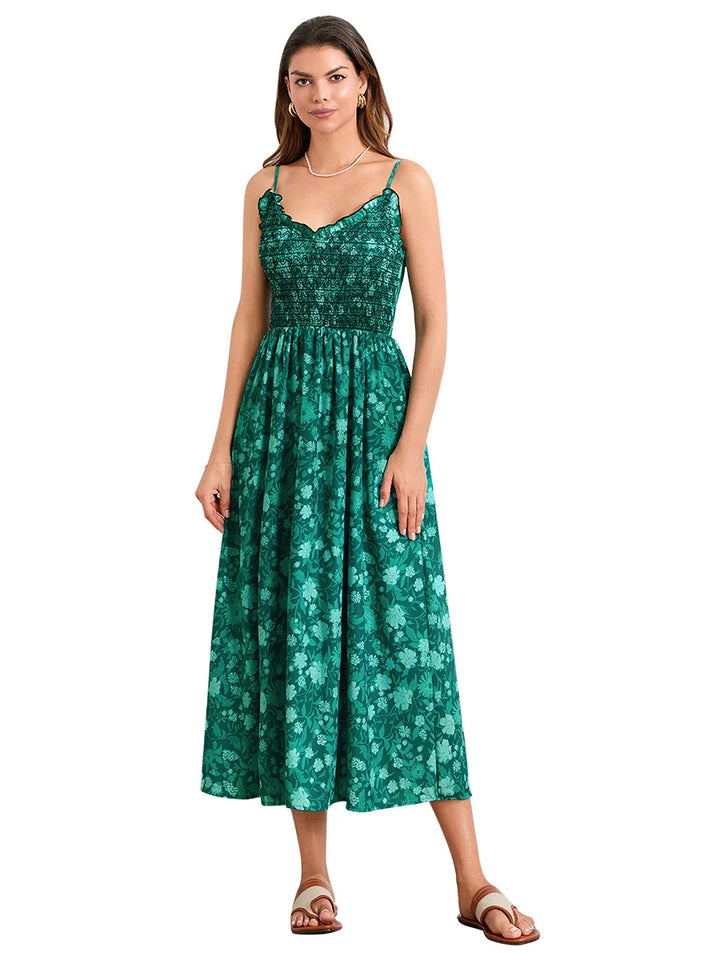Marlowe | Maxi Summer Dress with Floral Print and Smocked Bodice