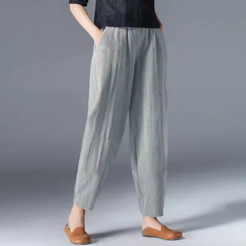 Meg | Tapered Trousers with Elastic Waist and Side Pockets