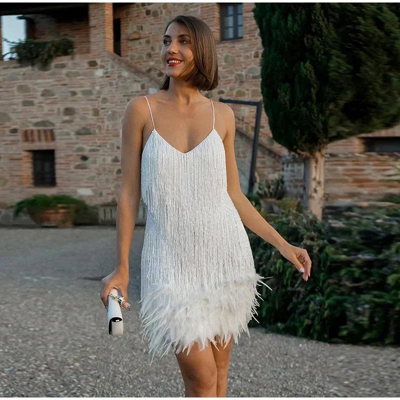 Lena | Mini Cocktail Dress with Sequins and Fringe