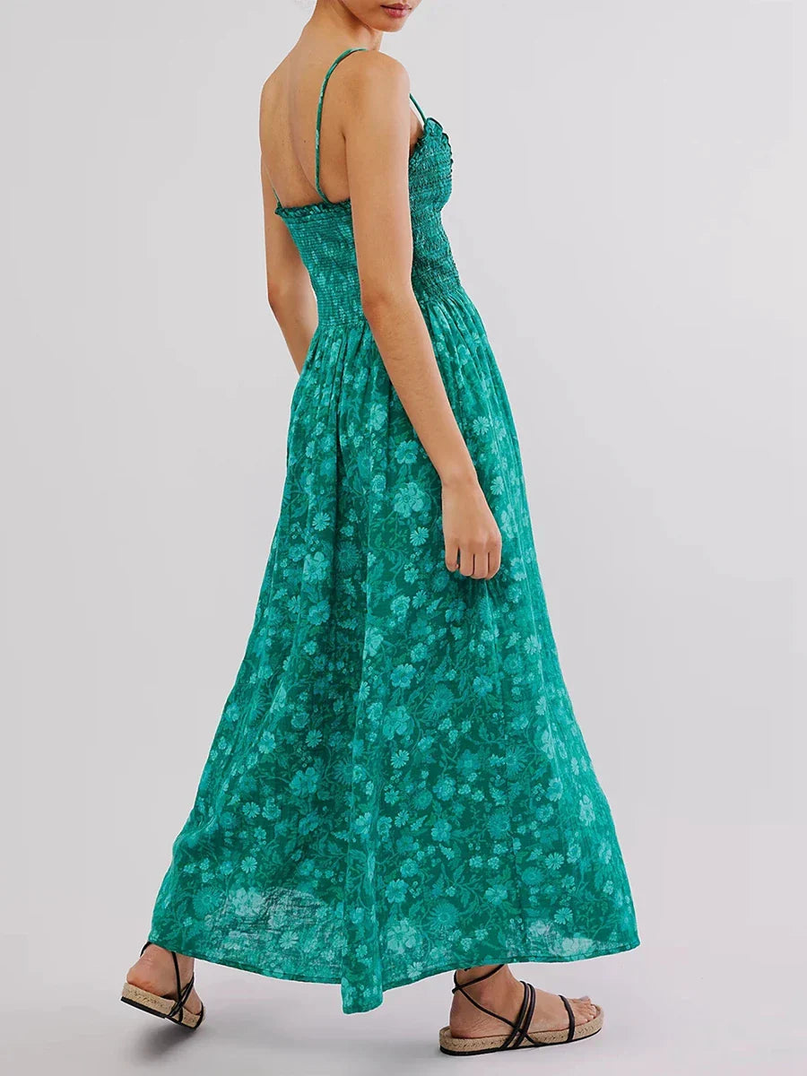 Marlowe | Maxi Summer Dress with Floral Print and Smocked Bodice