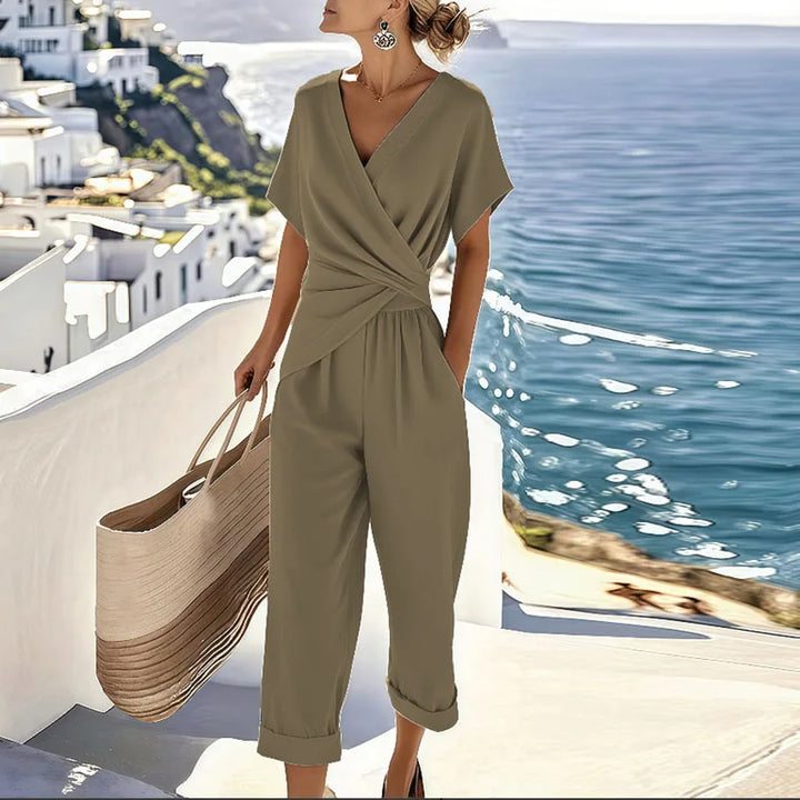 Nina | Matching Set with Wrap Top and Cropped Pants